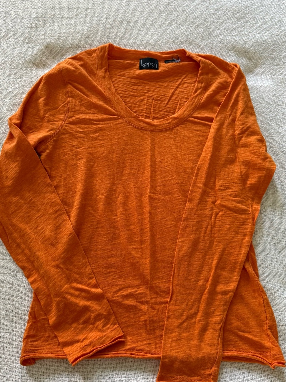 Kersh Bright Orange Long-Sleeve Scoop Neck Tee